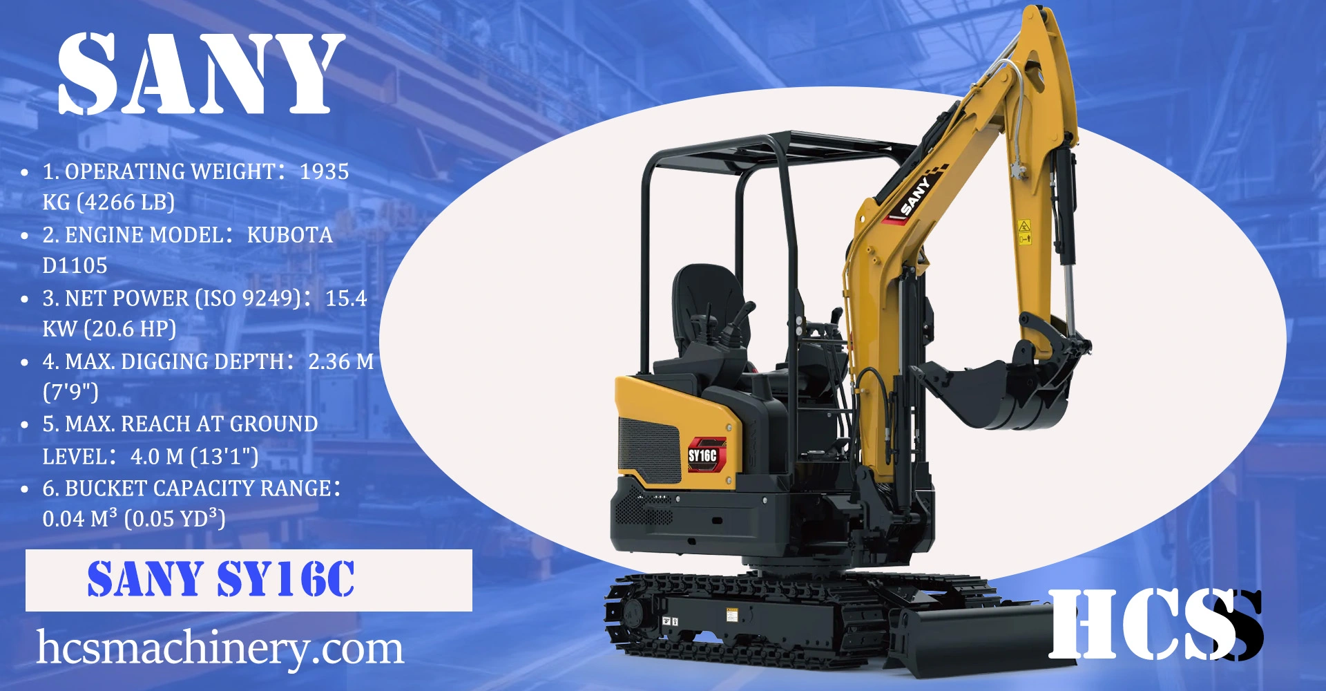 SANY SY16C EXCAVATOR