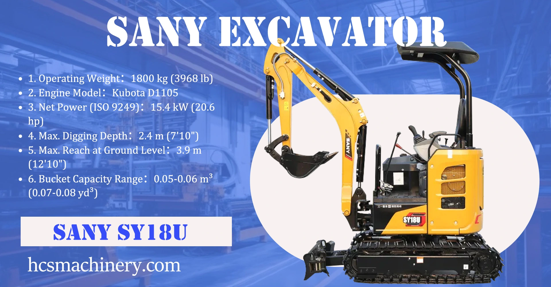 SANY SY18U EXCAVATOR